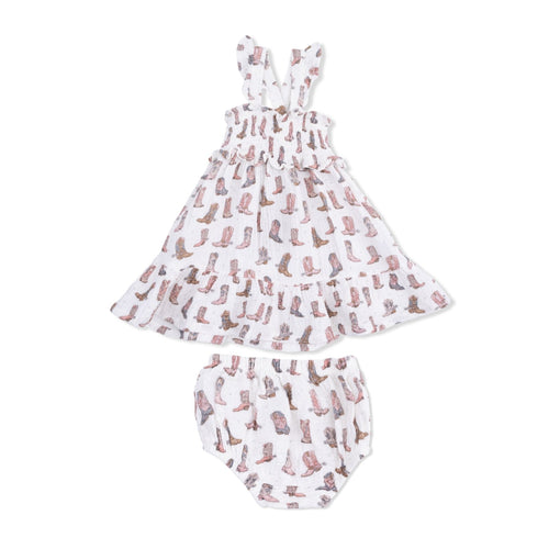 Angel Dear Cowgirl Boots - Smocked Ruffle Sundress & Bloomer - Flying Ryno