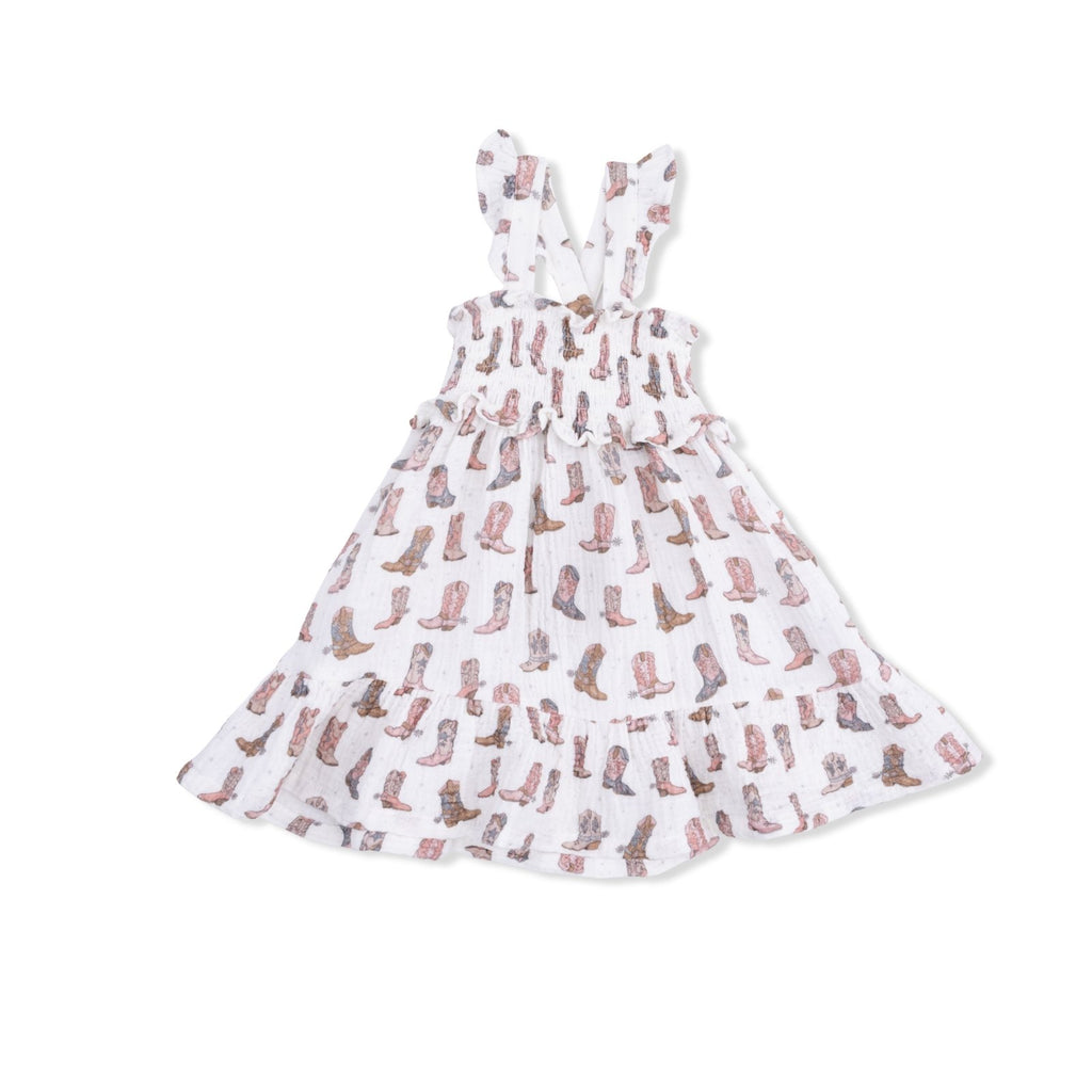 Angel Dear Cowgirl Boots - Smocked Ruffle Sundress & Bloomer - Flying Ryno