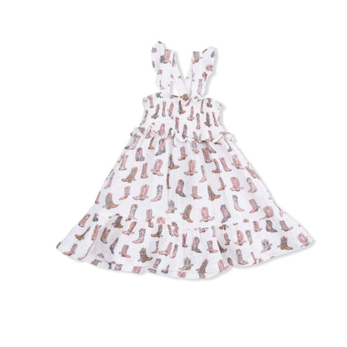 Angel Dear Cowgirl Boots - Smocked Ruffle Sundress & Bloomer - Flying Ryno