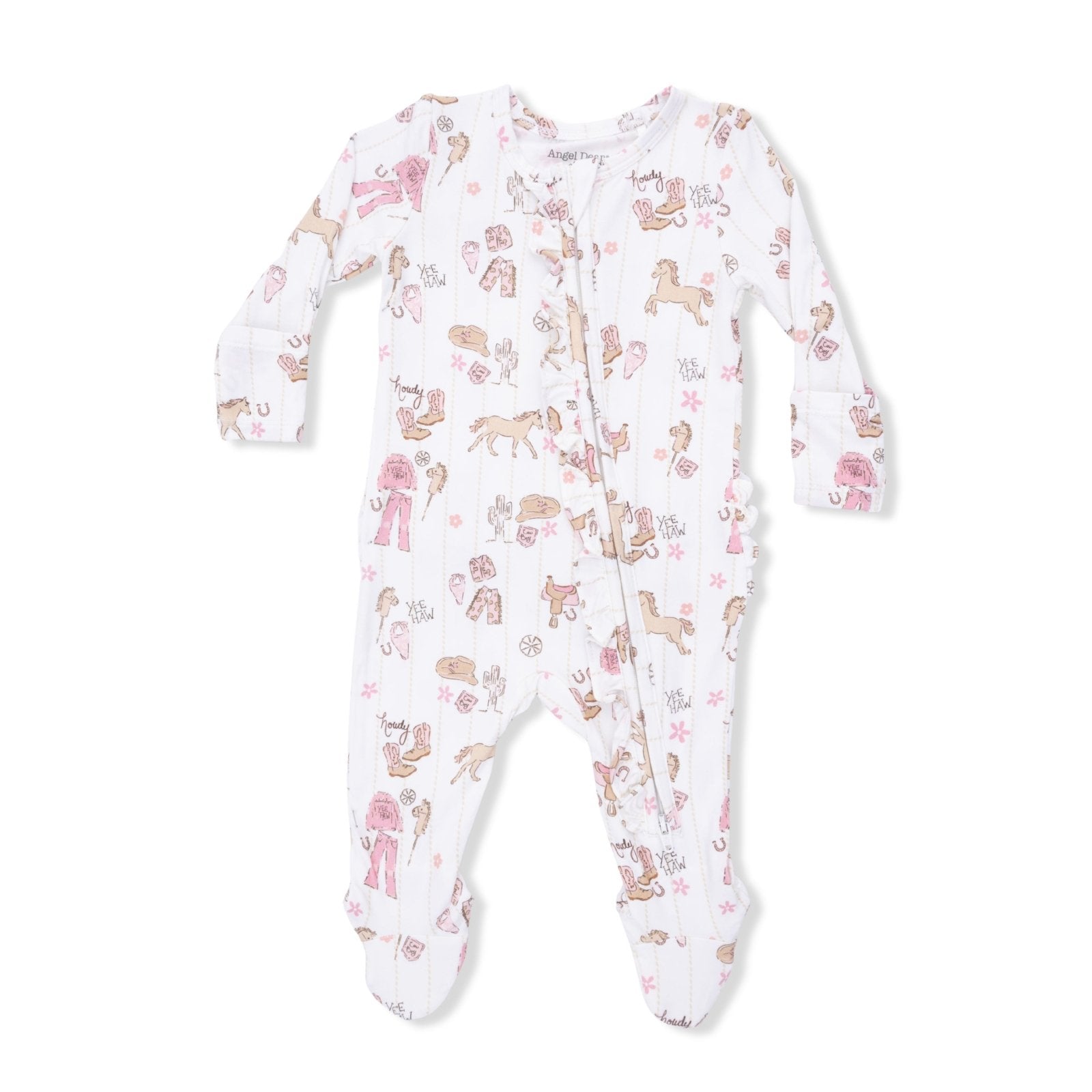 Angel Dear Cowgirl Nursery - 2 Way Ruffle Front Zipper Footie - Flying Ryno