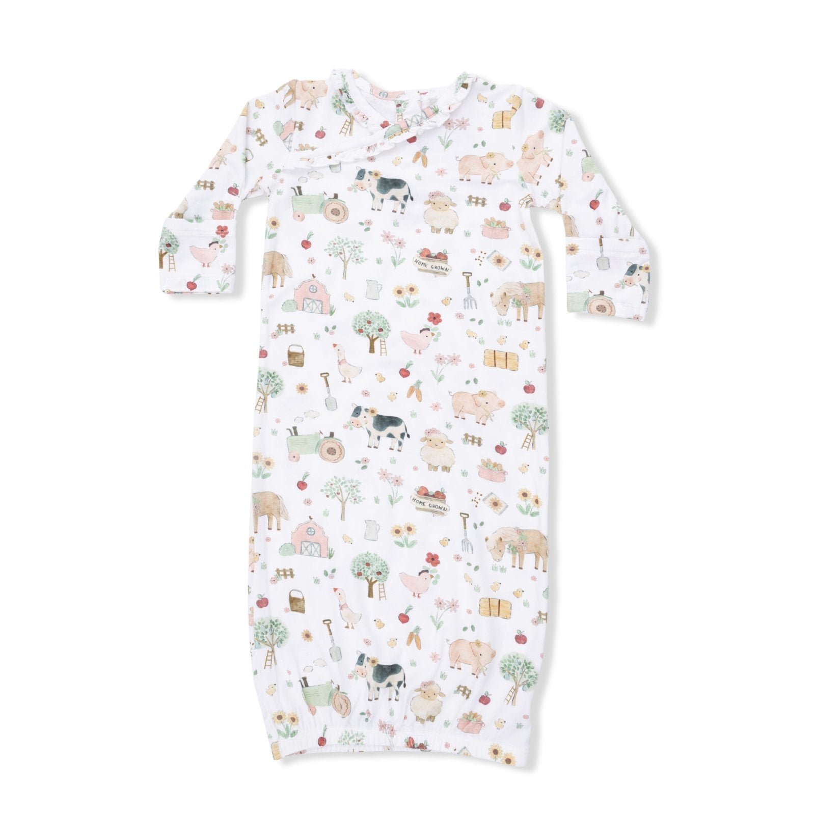 Angel Dear Cute Farm Animals Pink - Kimono Gown & Ruffle Knotted Hat - Flying Ryno