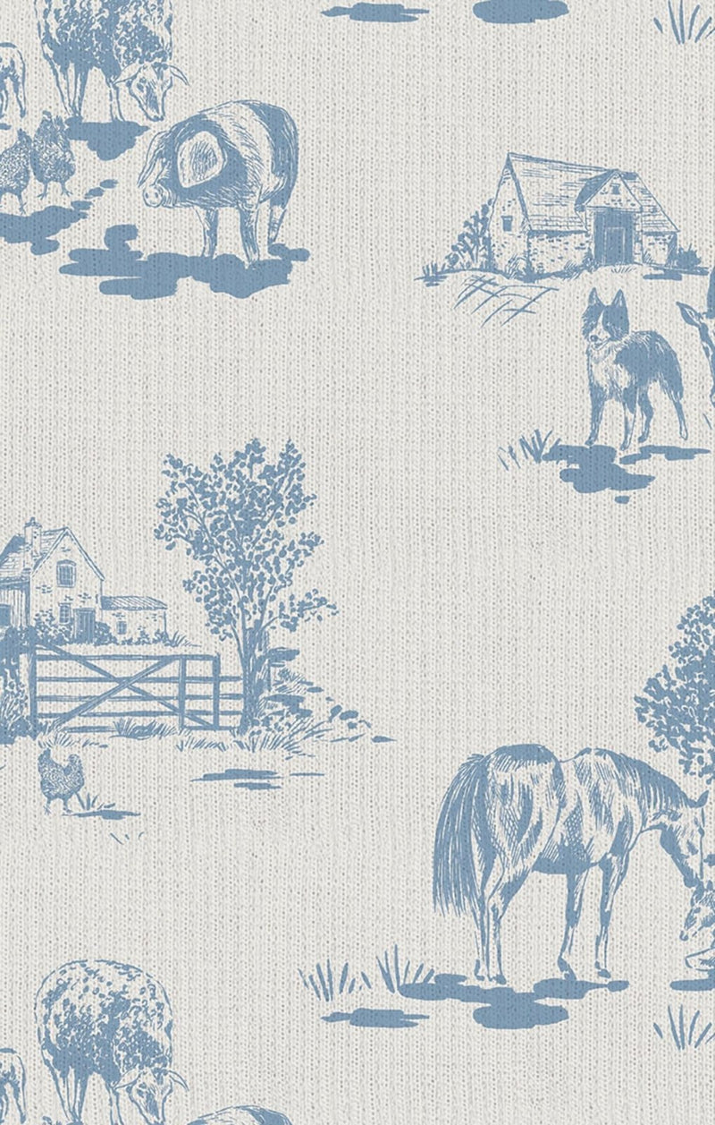 Angel Dear Farm Toile - Blue - Knotted Gown and Hat Set - Flying Ryno