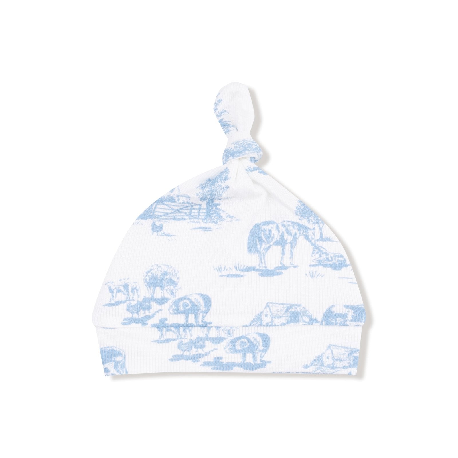 Angel Dear Farm Toile - Blue - Knotted Gown and Hat Set - Flying Ryno