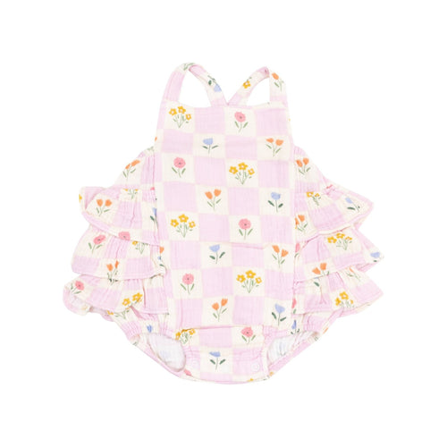 Angel Dear Floral Check Ruffle Sunsuit - Flying Ryno
