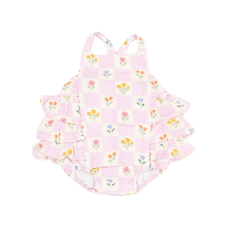 Angel Dear Floral Check Ruffle Sunsuit - Flying Ryno