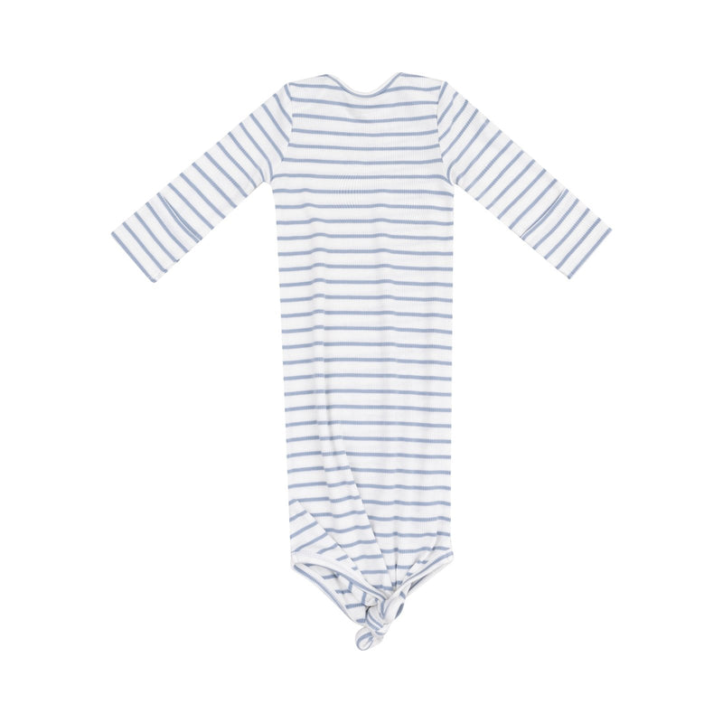 Angel Dear French Stripe Dusty Blue Knotted Gown - Flying Ryno