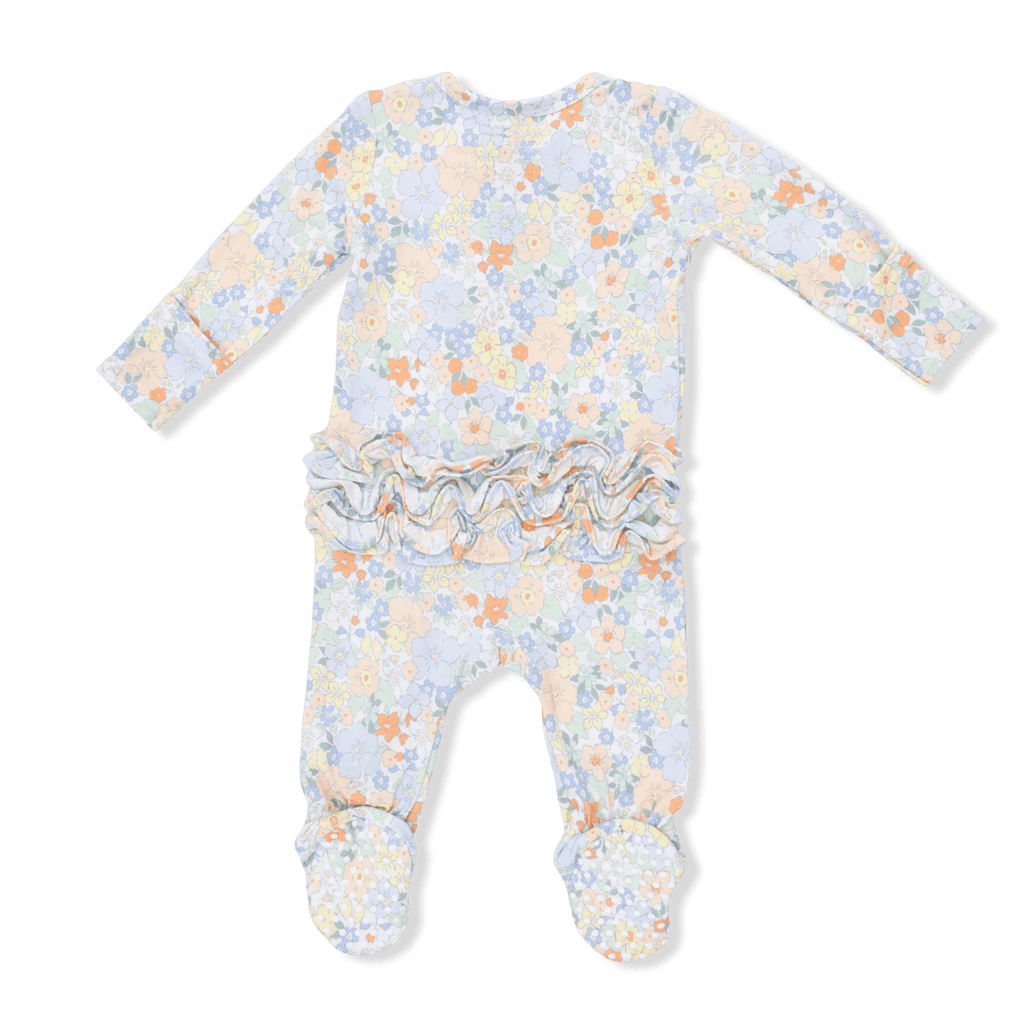 Angel Dear Georgia Floral - 2 Way Ruffle Back Zipper Footie - Flying Ryno