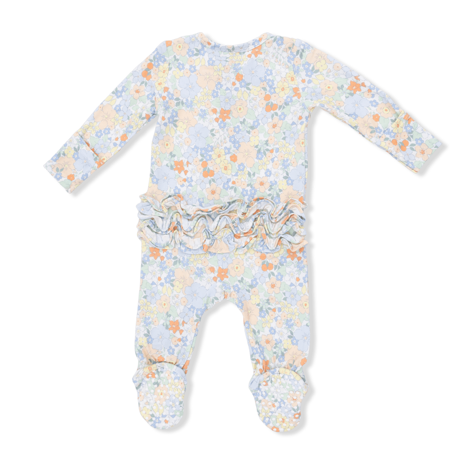 Angel Dear Georgia Floral - 2 Way Ruffle Back Zipper Footie - Flying Ryno