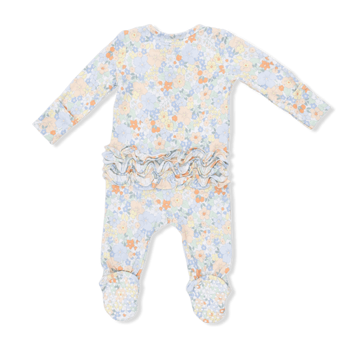Angel Dear Georgia Floral - 2 Way Ruffle Back Zipper Footie - Flying Ryno