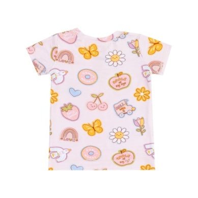 Angel Dear Groovy Vibes Stickers Pink Loungewear Short Set - Flying Ryno