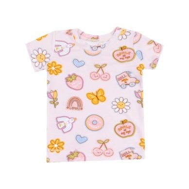 Angel Dear Groovy Vibes Stickers Pink Loungewear Short Set - Flying Ryno