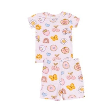 Angel Dear Groovy Vibes Stickers Pink Loungewear Short Set - Flying Ryno