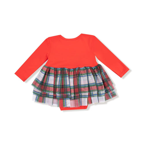 Angel Dear Holiday Plaid - Longsleeve Tutu Bodysuit - Flying Ryno