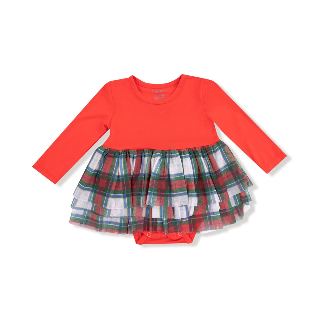 Angel Dear Holiday Plaid - Longsleeve Tutu Bodysuit - Flying Ryno