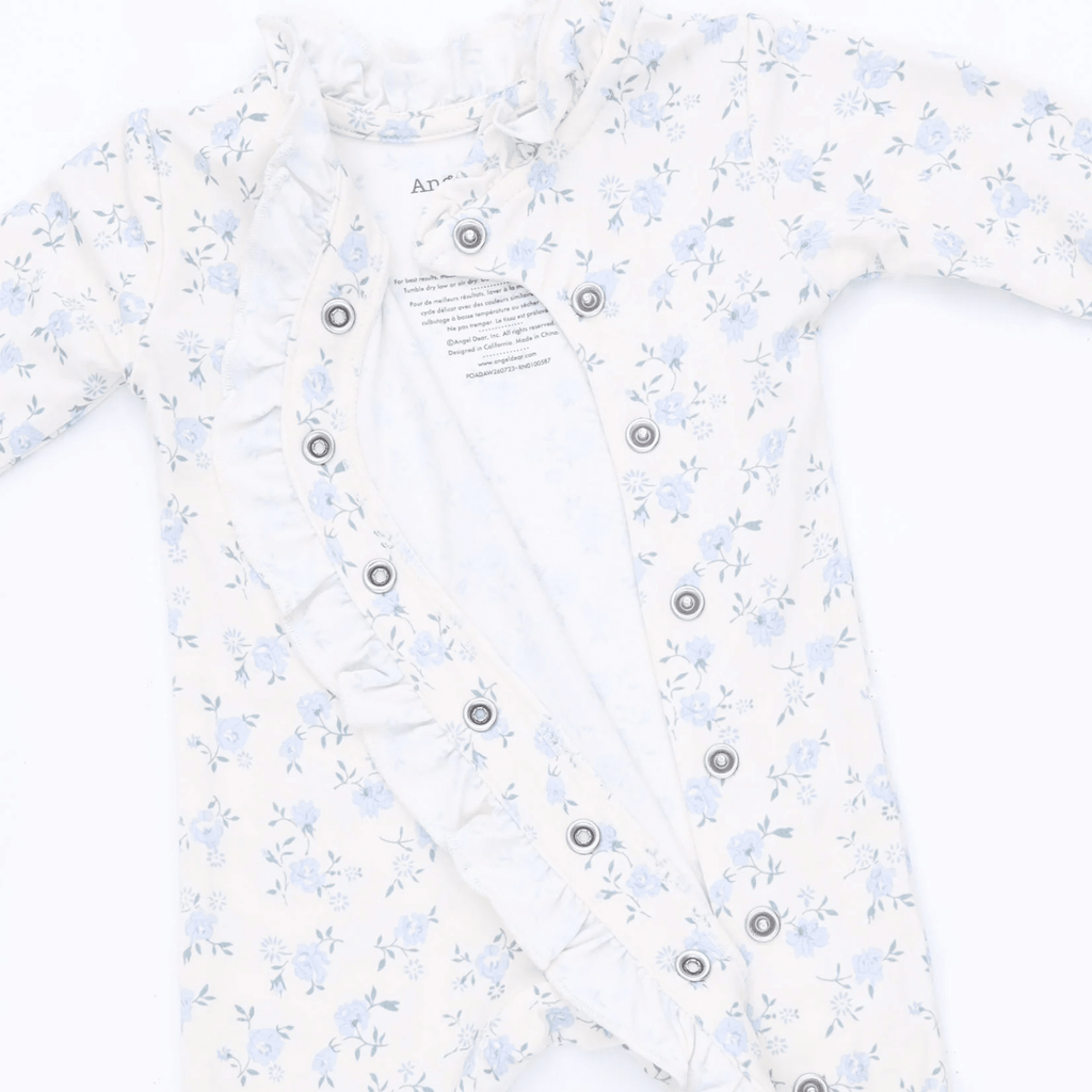 Angel Dear Kimono Ruffle Snap Footie, Rose Briar - Flying Ryno