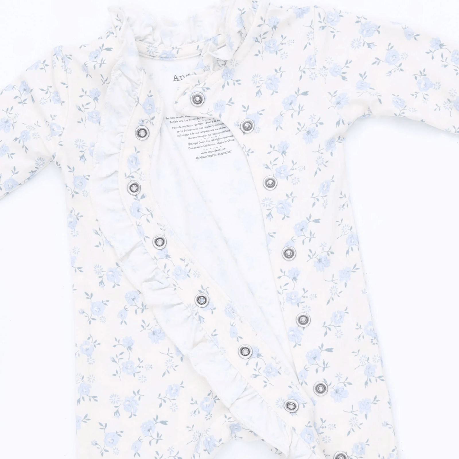 Angel Dear Kimono Ruffle Snap Footie, Rose Briar - Flying Ryno