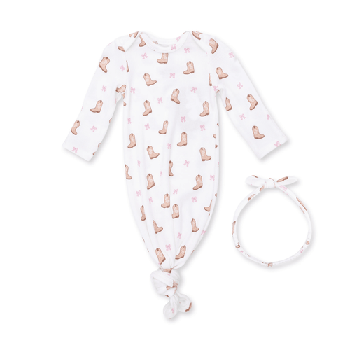 Angel Dear Knotted Gown and Knot Headband, Mini Cowgirl Boots - Flying Ryno