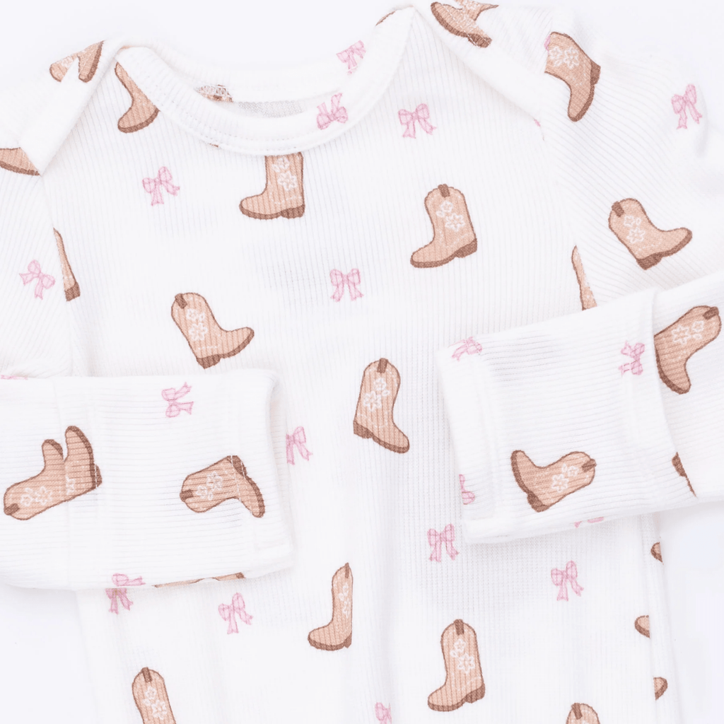 Angel Dear Knotted Gown and Knot Headband, Mini Cowgirl Boots - Flying Ryno