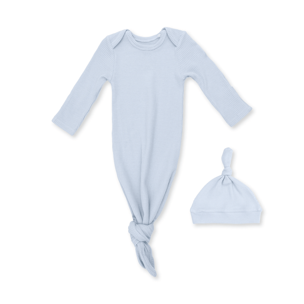 Angel Dear Knotted Gown and Knotted Hat, Solid Baby Blue - Flying Ryno