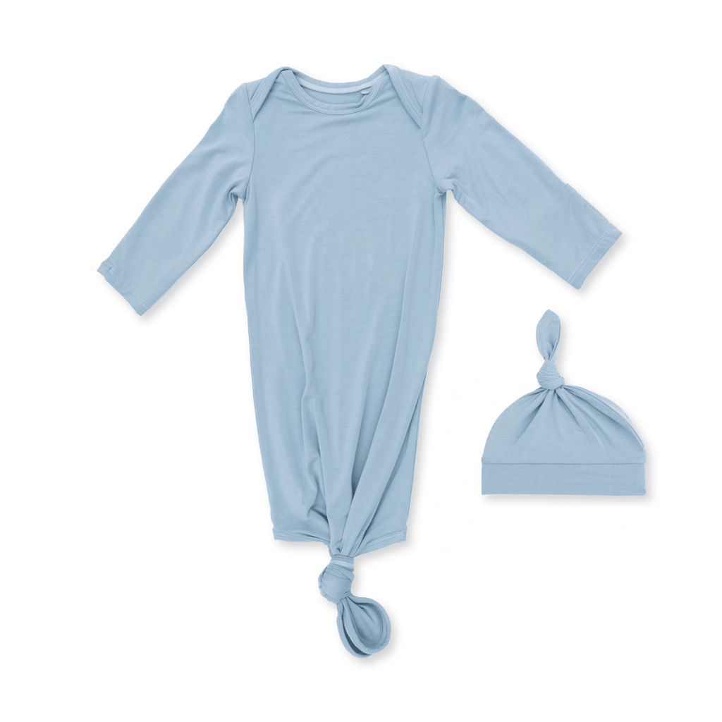 Angel Dear Knotted Gown and Knotted Hat, Solid Stone Blue - Flying Ryno