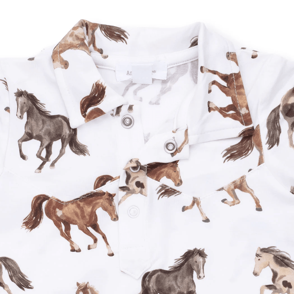 Angel Dear Long Sleeve Cowboy Romper, Wild Horses - Flying Ryno