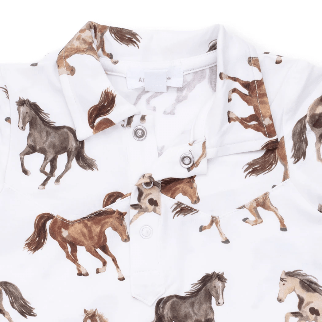 Angel Dear Long Sleeve Cowboy Romper, Wild Horses - Flying Ryno