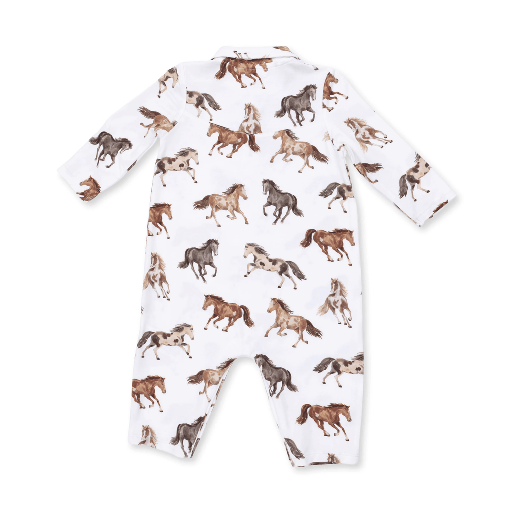 Angel Dear Long Sleeve Cowboy Romper, Wild Horses - Flying Ryno