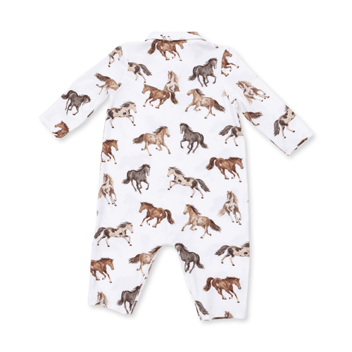 Angel Dear Long Sleeve Cowboy Romper, Wild Horses - Flying Ryno