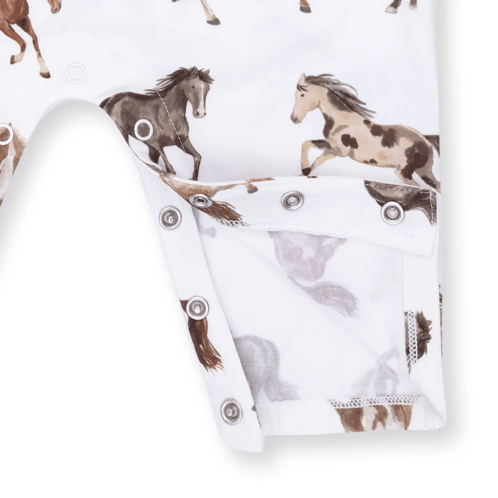 Angel Dear Long Sleeve Cowboy Romper, Wild Horses - Flying Ryno