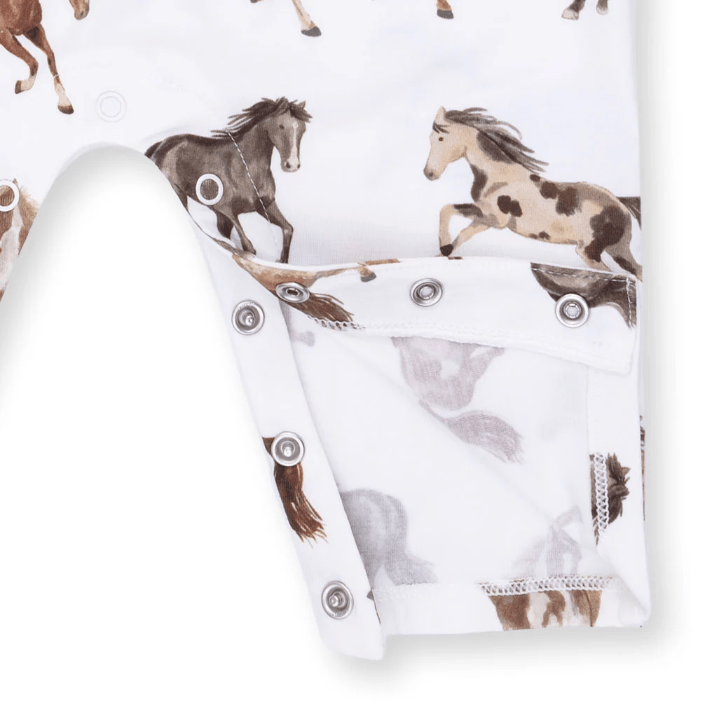 Angel Dear Long Sleeve Cowboy Romper, Wild Horses - Flying Ryno