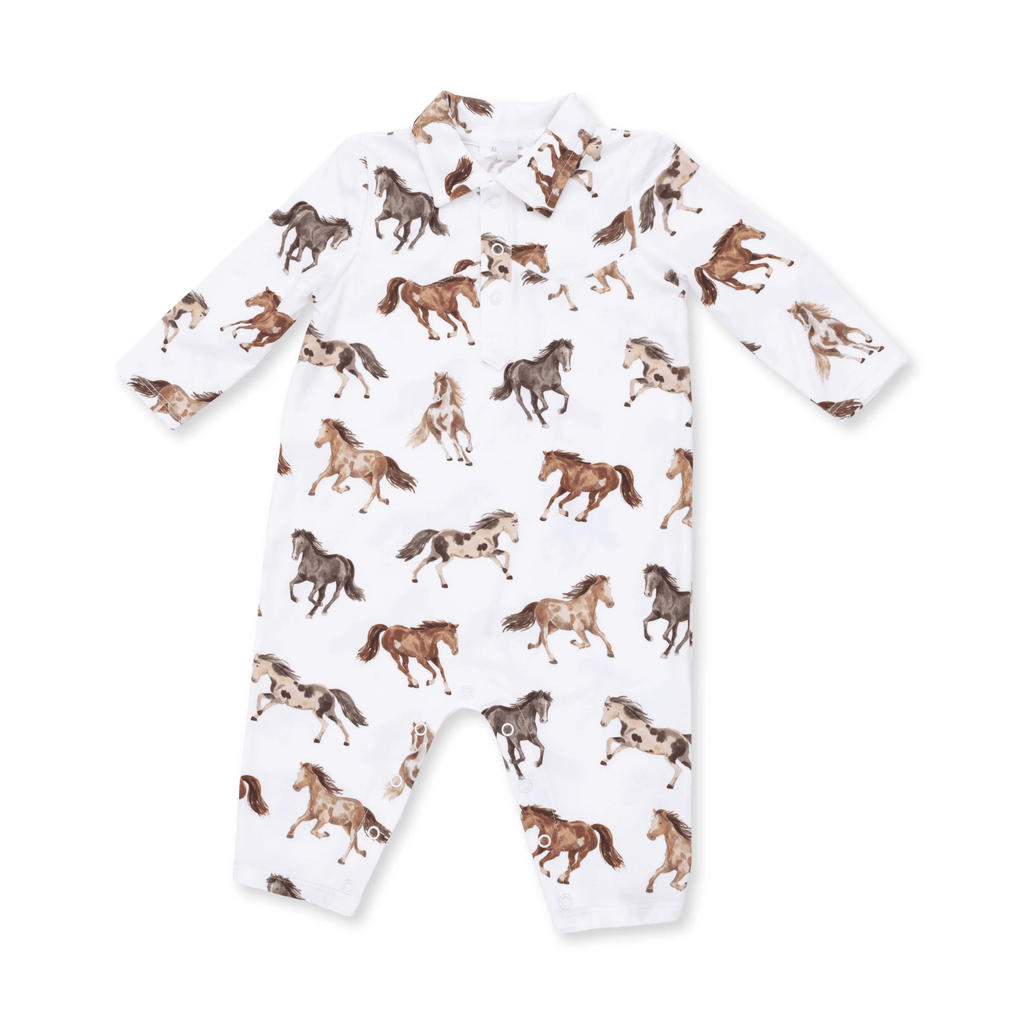 Angel Dear Long Sleeve Cowboy Romper, Wild Horses - Flying Ryno