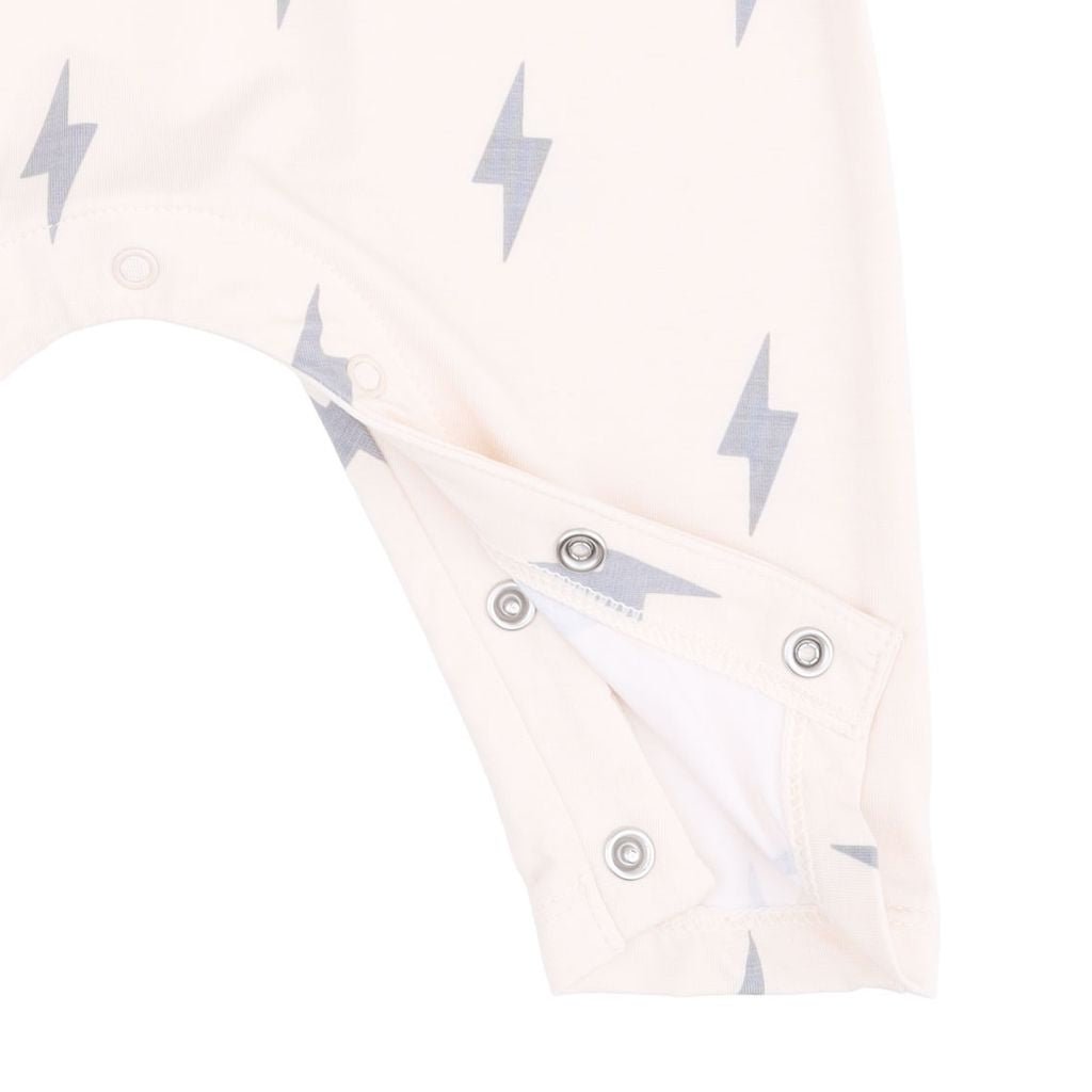 Angel Dear Long Sleeve Raglan Henley Romper, Lightning Bolt Viscose - Flying Ryno