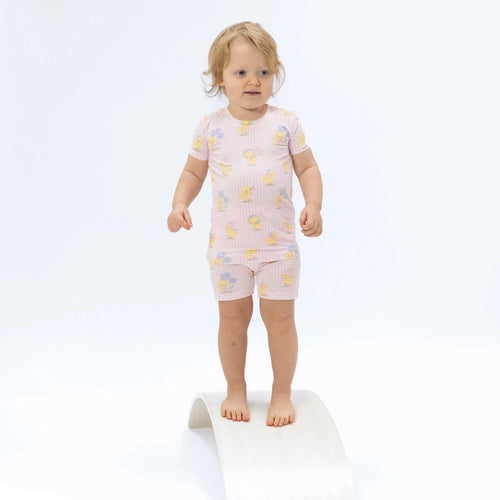 Angel Dear Loungewear Short Set, Vintage Spring Ducklings Pink - Flying Ryno