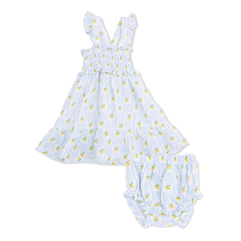 Angel Dear Lovely Lemons - Smocked Ruffle Sundress With Bloomer - Flying Ryno