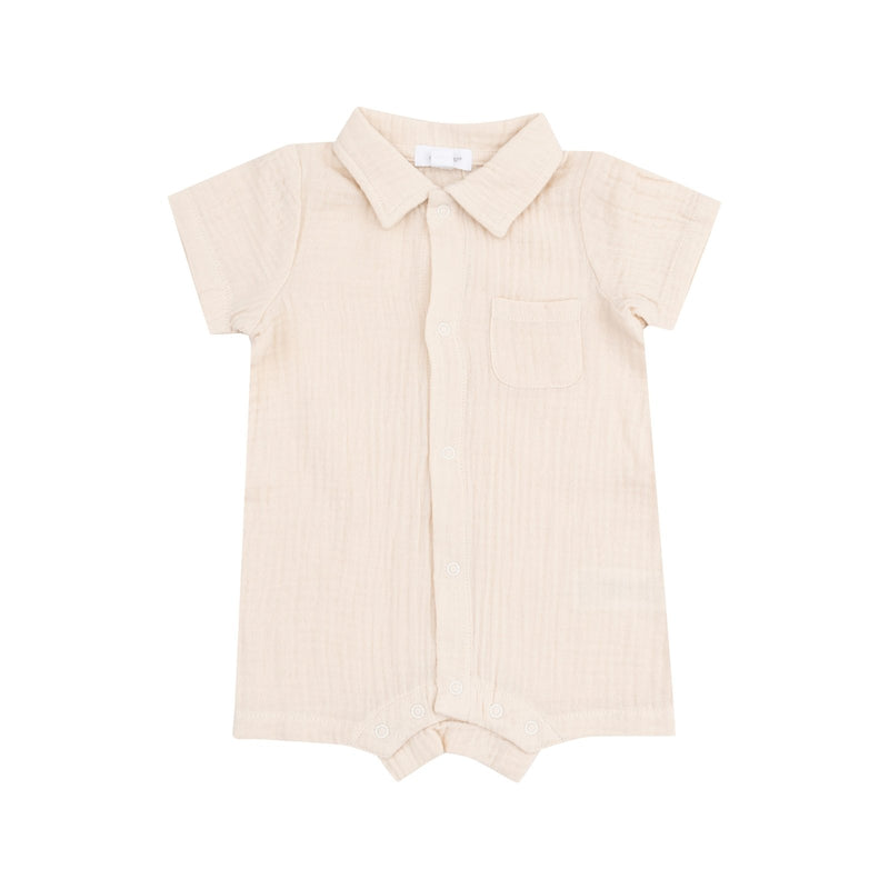 Angel Dear Muslin White Swan Button Down Polo Shortie - Flying Ryno