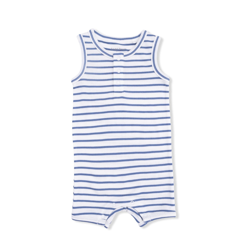 Angel Dear Navy Stripe - Henley Shortie Romper - Flying Ryno