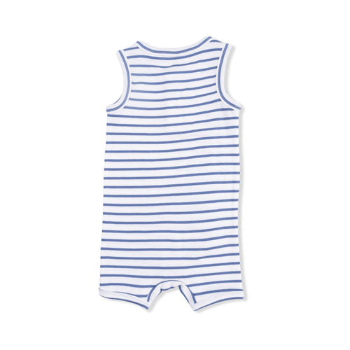 Angel Dear Navy Stripe - Henley Shortie Romper - Flying Ryno