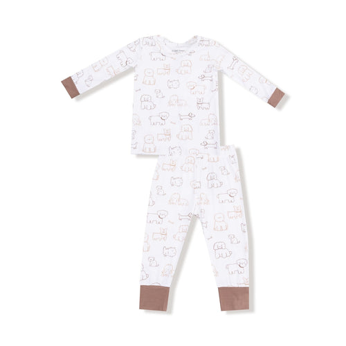 Angel Dear Neutral Pups - Longsleeve Loungewear Set - Flying Ryno