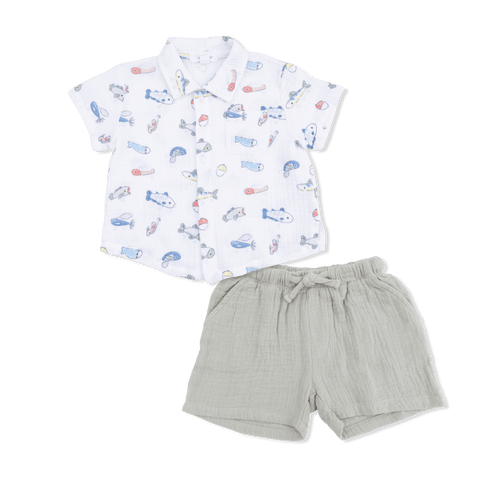 Angel Dear Polo Button Up with Casual Short, Fishing Lures - Flying Ryno