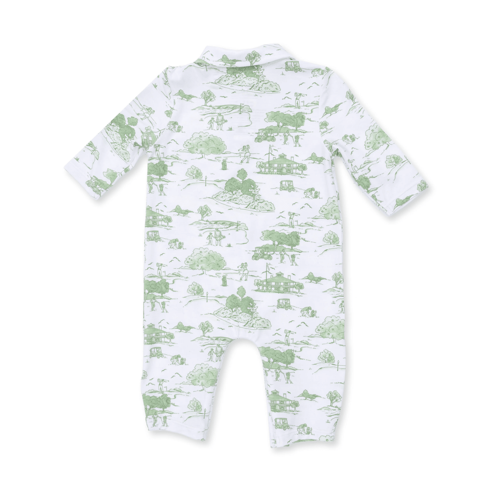 Angel Dear Polo Romper, Golf Toile Green - Flying Ryno