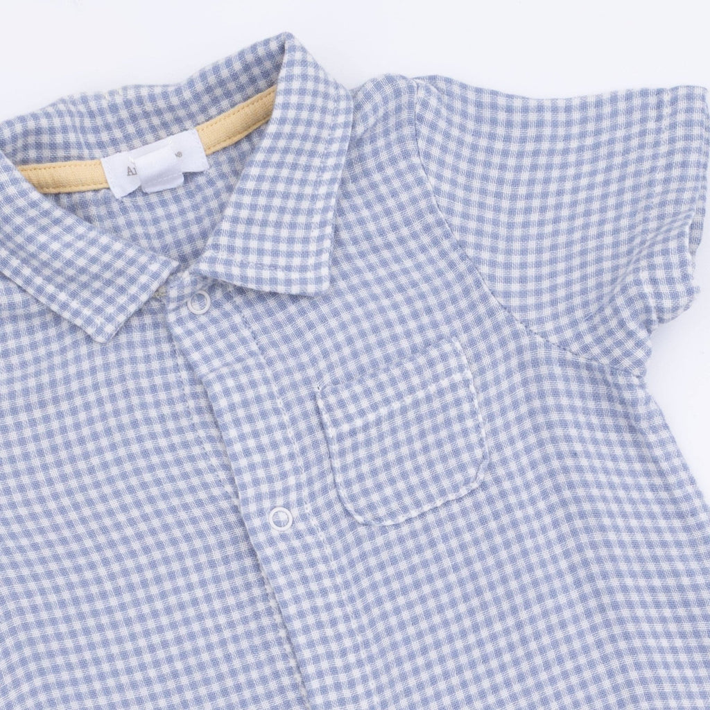 Angel Dear Polo Shortie, Micro Gingham Blue Blizzard - Flying Ryno