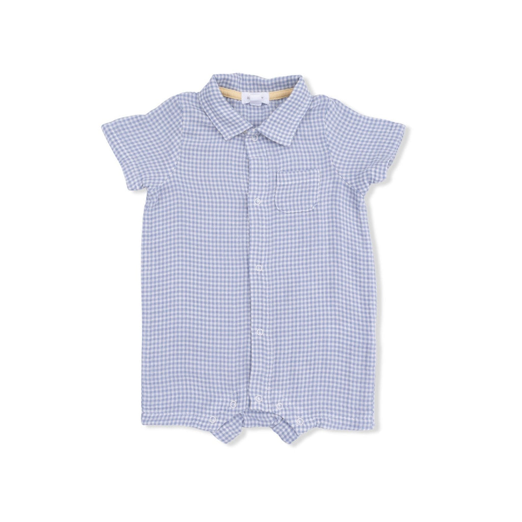 Angel Dear Polo Shortie, Micro Gingham Blue Blizzard - Flying Ryno