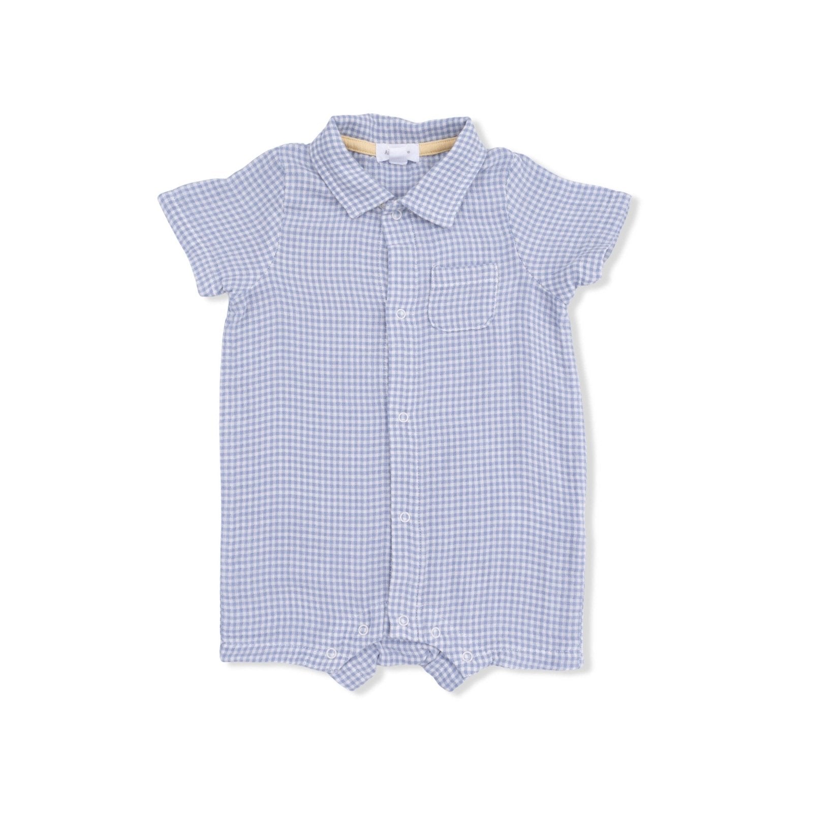 Angel Dear Polo Shortie, Micro Gingham Blue Blizzard - Flying Ryno