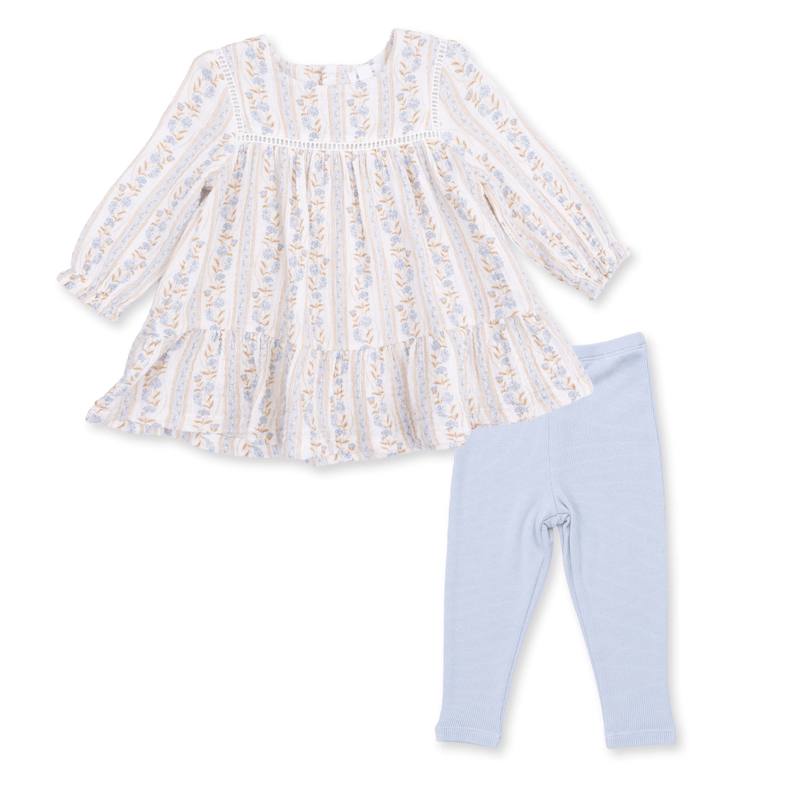 Angel Dear Puffed Long Sleeve Tiered Dress and Leggings, Catarina Floral - Flying Ryno