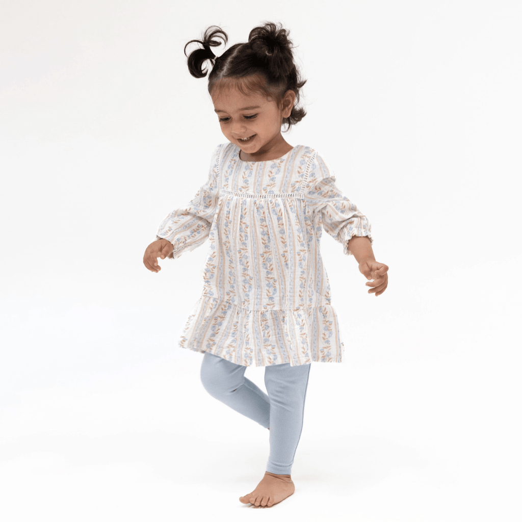 Angel Dear Puffed Long Sleeve Tiered Dress and Leggings, Catarina Floral - Flying Ryno