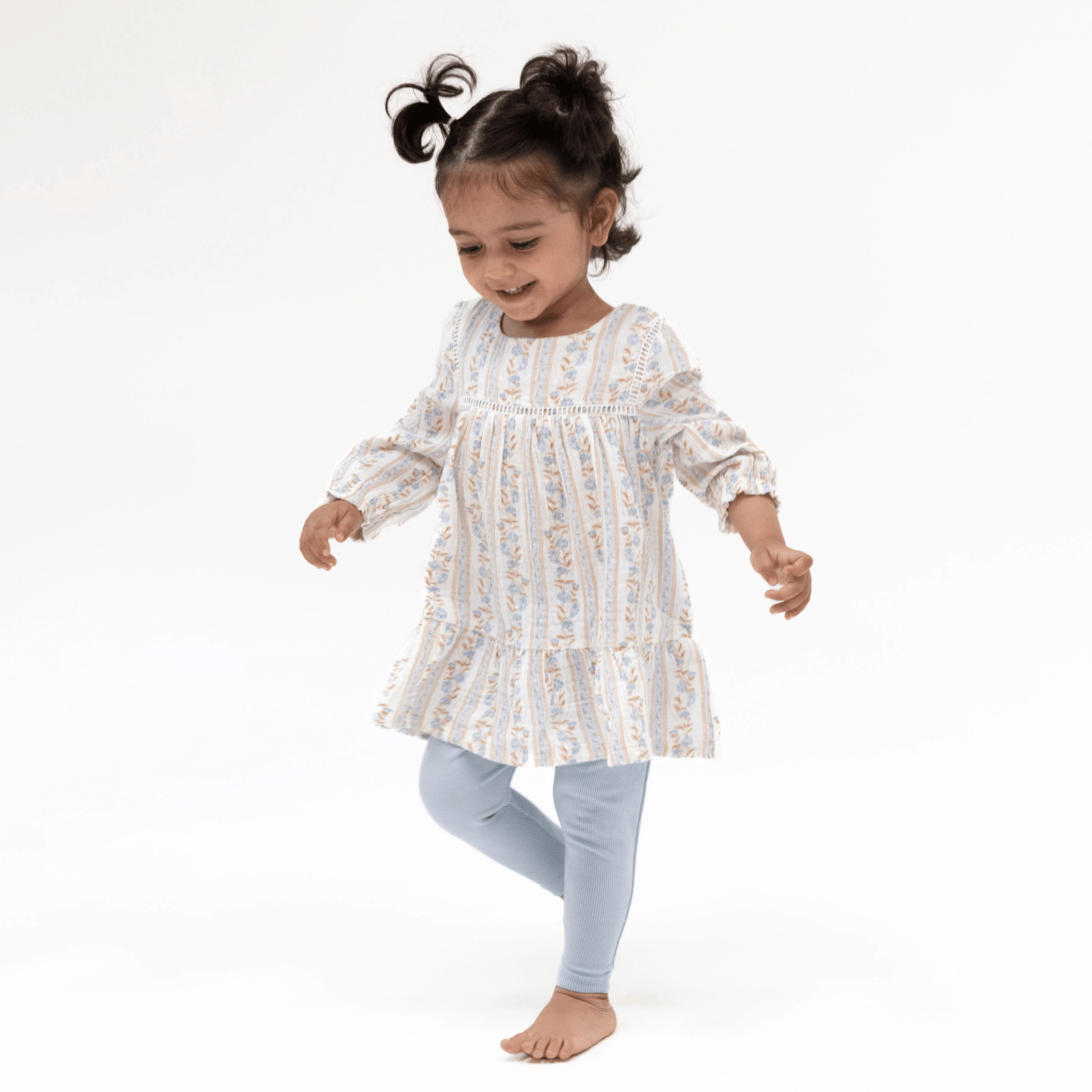 Angel Dear Puffed Long Sleeve Tiered Dress and Leggings, Catarina Floral - Flying Ryno