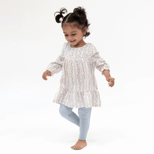 Angel Dear Puffed Long Sleeve Tiered Dress and Leggings, Catarina Floral - Flying Ryno