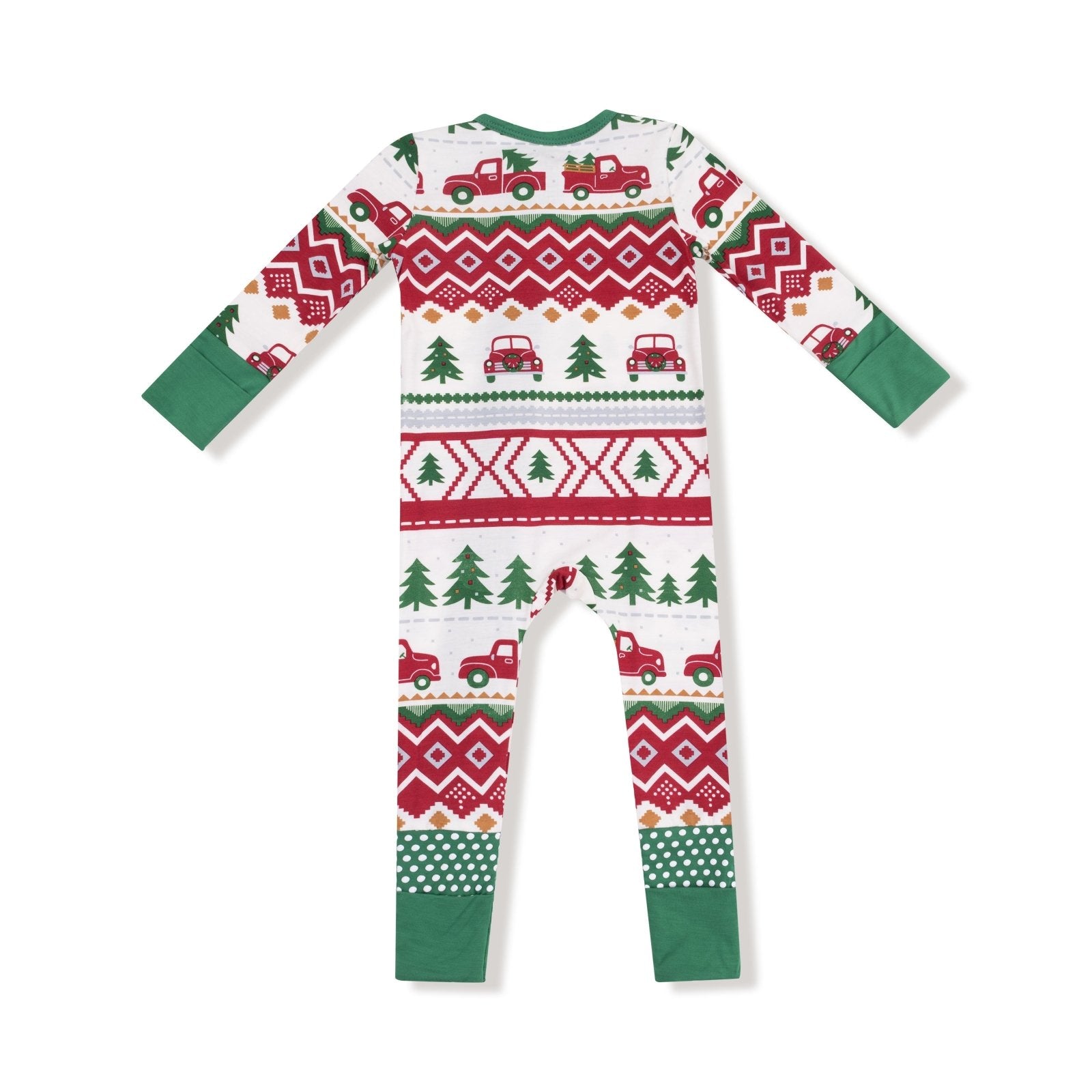 Angel Dear Red Truck Fair Isle - 2 Way Zipper Romper - Flying Ryno
