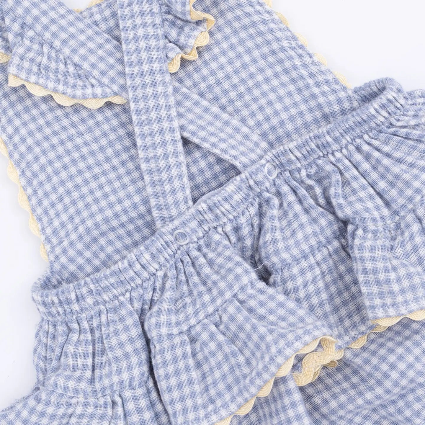 Angel Dear Ric Rac Ruffle Sunsuit, Micro Gingham Blue Blizzard - Flying Ryno