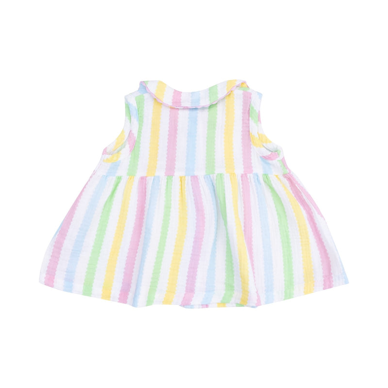 Angel Dear Ric Rac Stripe The Jill - Peter Pan Button Front Dress W/ Ric Rac Trim And Diaper Cover - Flying Ryno
